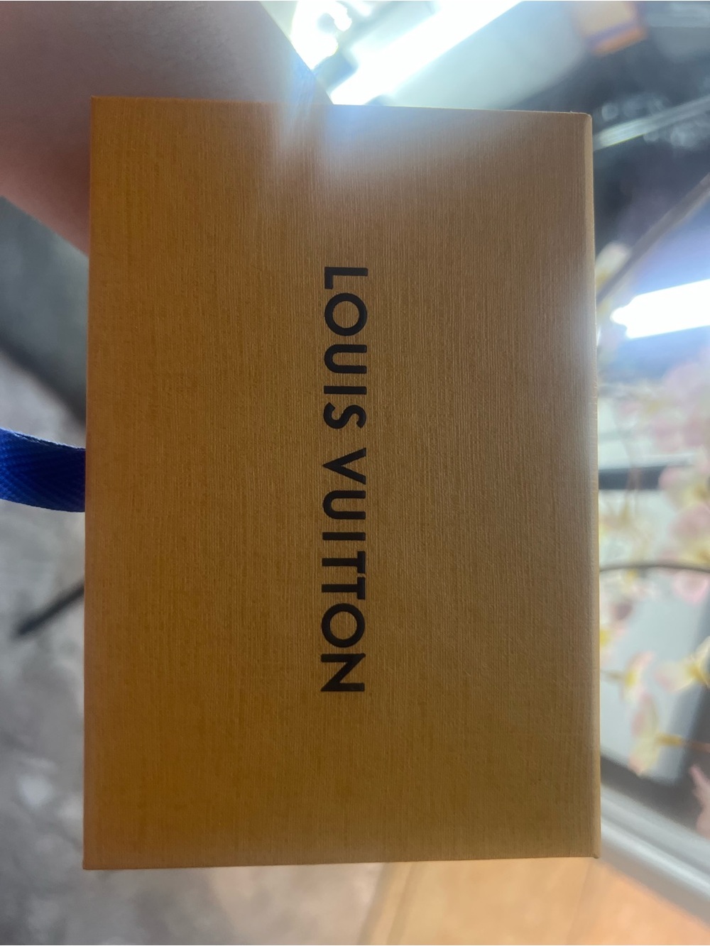 Louis Vuitton Tan Box with Blue Ribbon